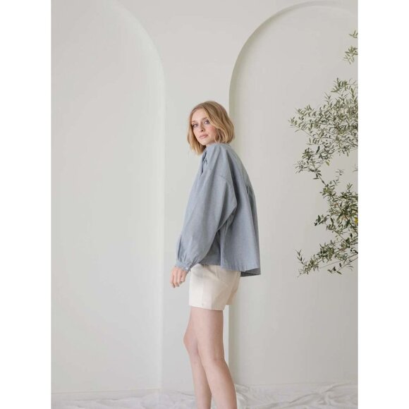 Laude the Label chambray blue oversized Francoise top M/L - Picture 4 of 8